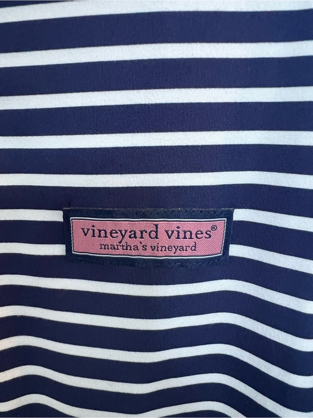 Vineyard Vines Sankaty Navy White Striped Quarter Zip Pullover - Picture 3 of 11